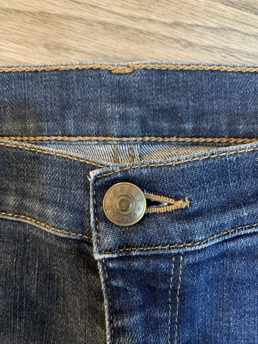 Gucci jeans donna taglia 40 ricamo fiore alla caviglia - AgeVintage