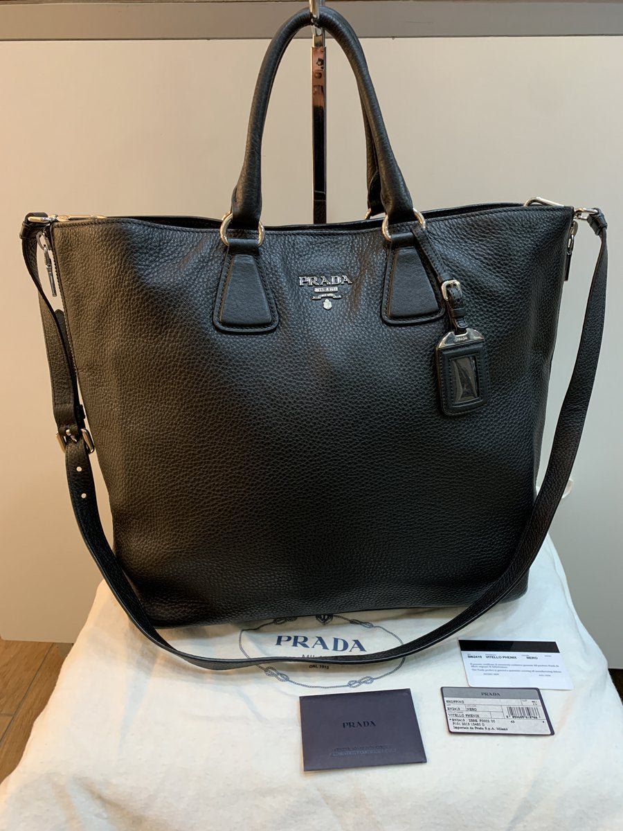 Prada borsa shopping BN2419 in pelle colore nera - AgeVintage