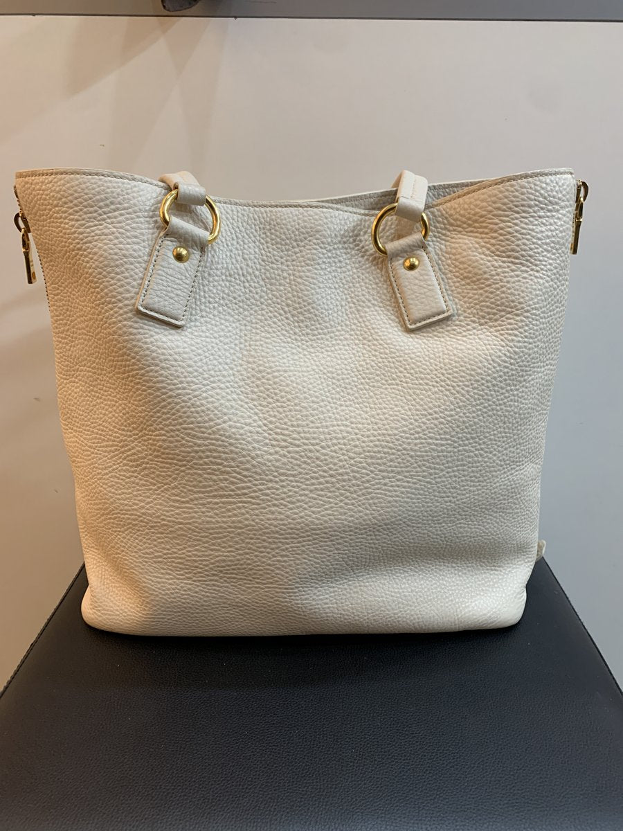 Prada shopping bag in pelle colore bianco panna - AgeVintage