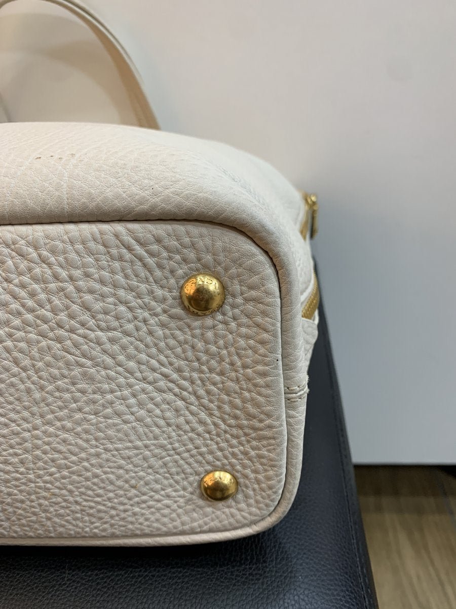 Prada shopping bag in pelle colore bianco panna - AgeVintage