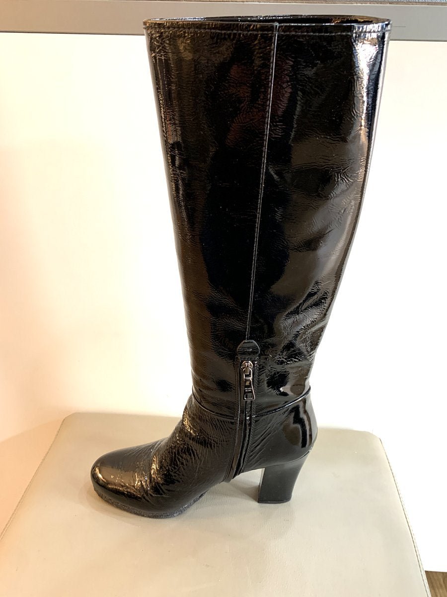 Prada stivali in pelle misura 40 colore nero lucido - AgeVintage