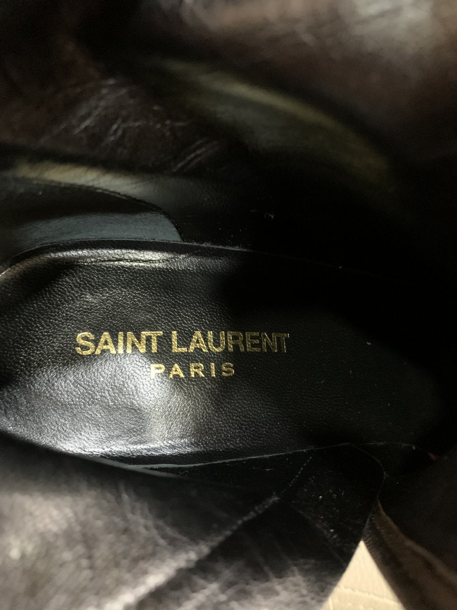 Saint Laurent Stivaletti LOU in velluto misura 39 colore nero - AgeVintage