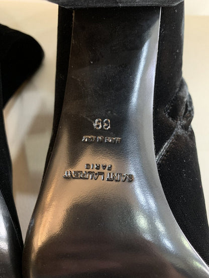 Saint Laurent Stivaletti LOU in velluto misura 39 colore nero - AgeVintage