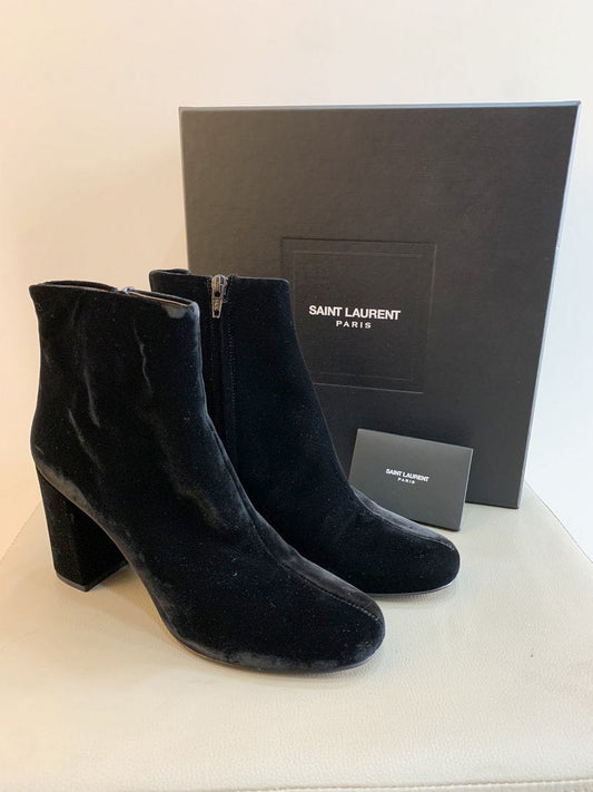 Saint Laurent Stivaletti LOU in velluto misura 39 colore nero - AgeVintage