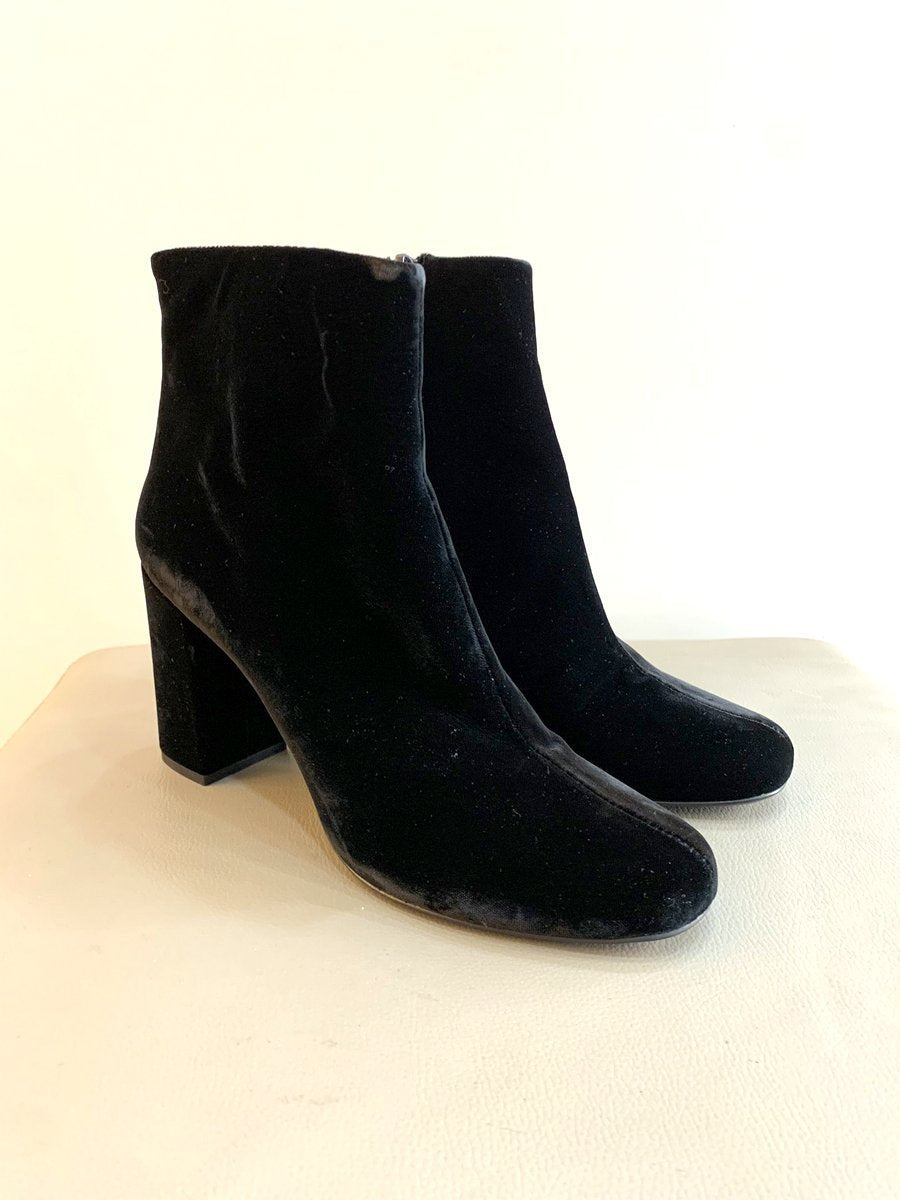 Saint Laurent Stivaletti LOU in velluto misura 39 colore nero - AgeVintage