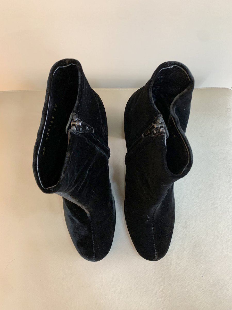 Saint Laurent Stivaletti LOU in velluto misura 39 colore nero - AgeVintage