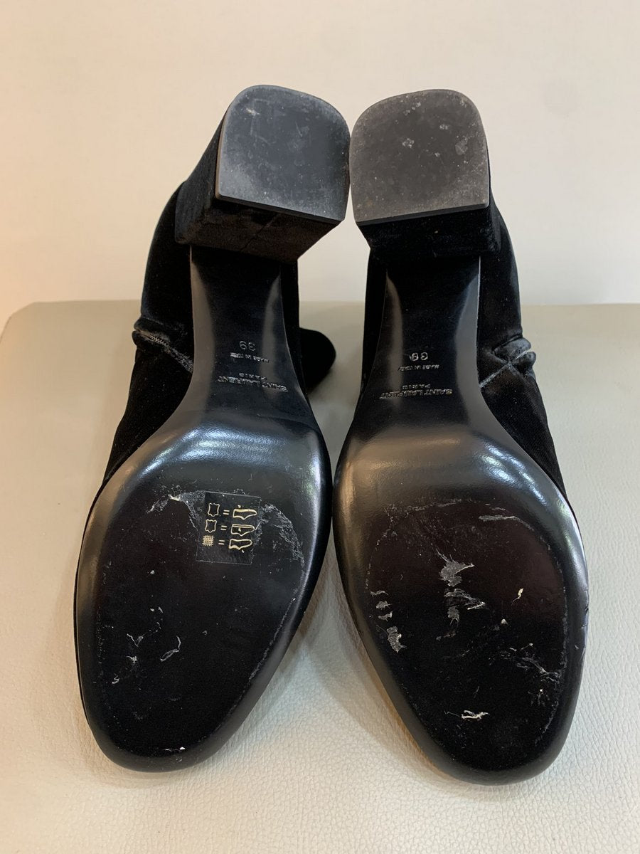 Saint Laurent Stivaletti LOU in velluto misura 39 colore nero - AgeVintage