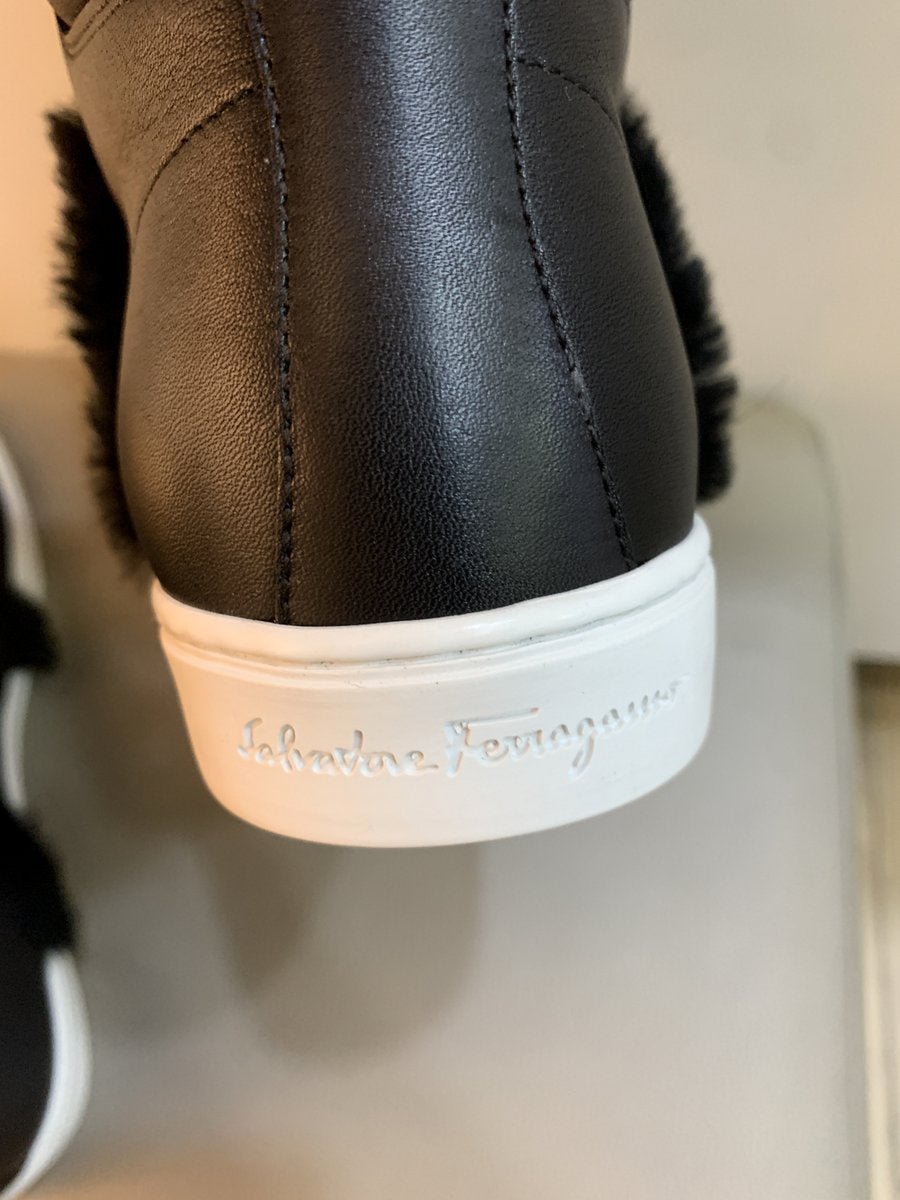 Salvetore Ferragamo sneakers alte mis. 8,5 colore nero in pelle - AgeVintage