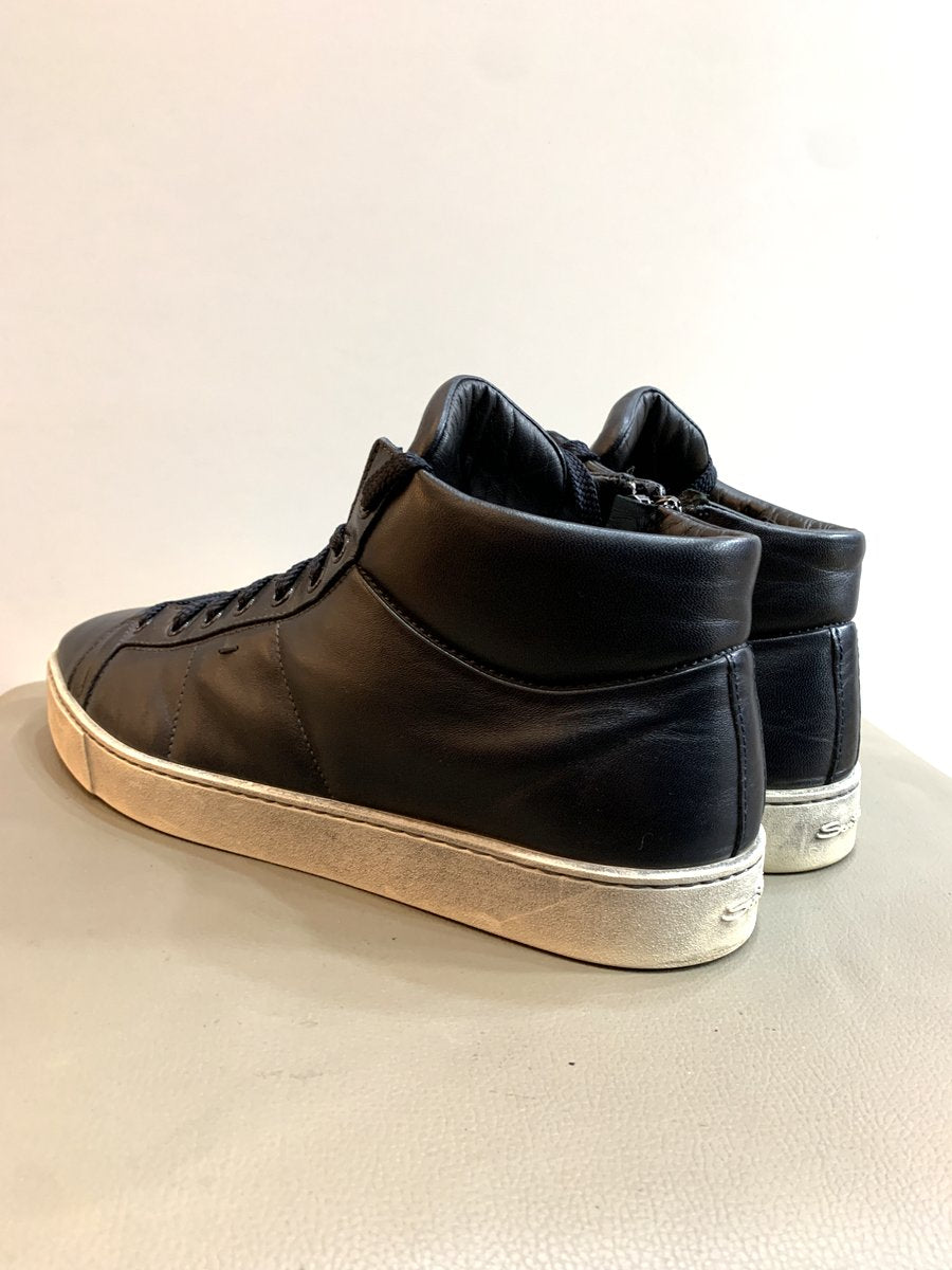 Santoni scarpe in morbida pelle colore blu notte mis. 10 - AgeVintage