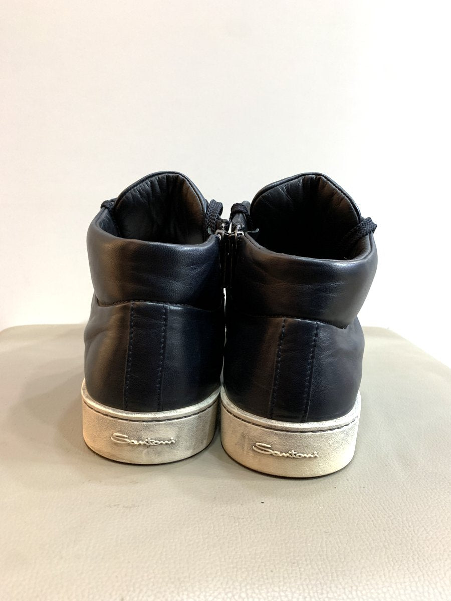 Santoni scarpe in morbida pelle colore blu notte mis. 10 - AgeVintage