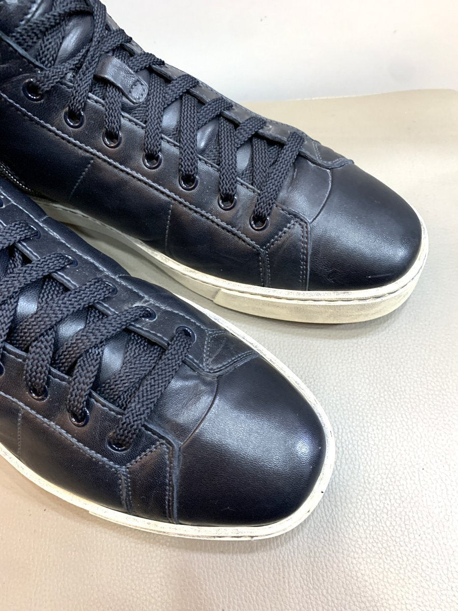 Santoni scarpe in morbida pelle colore blu notte mis. 10 - AgeVintage