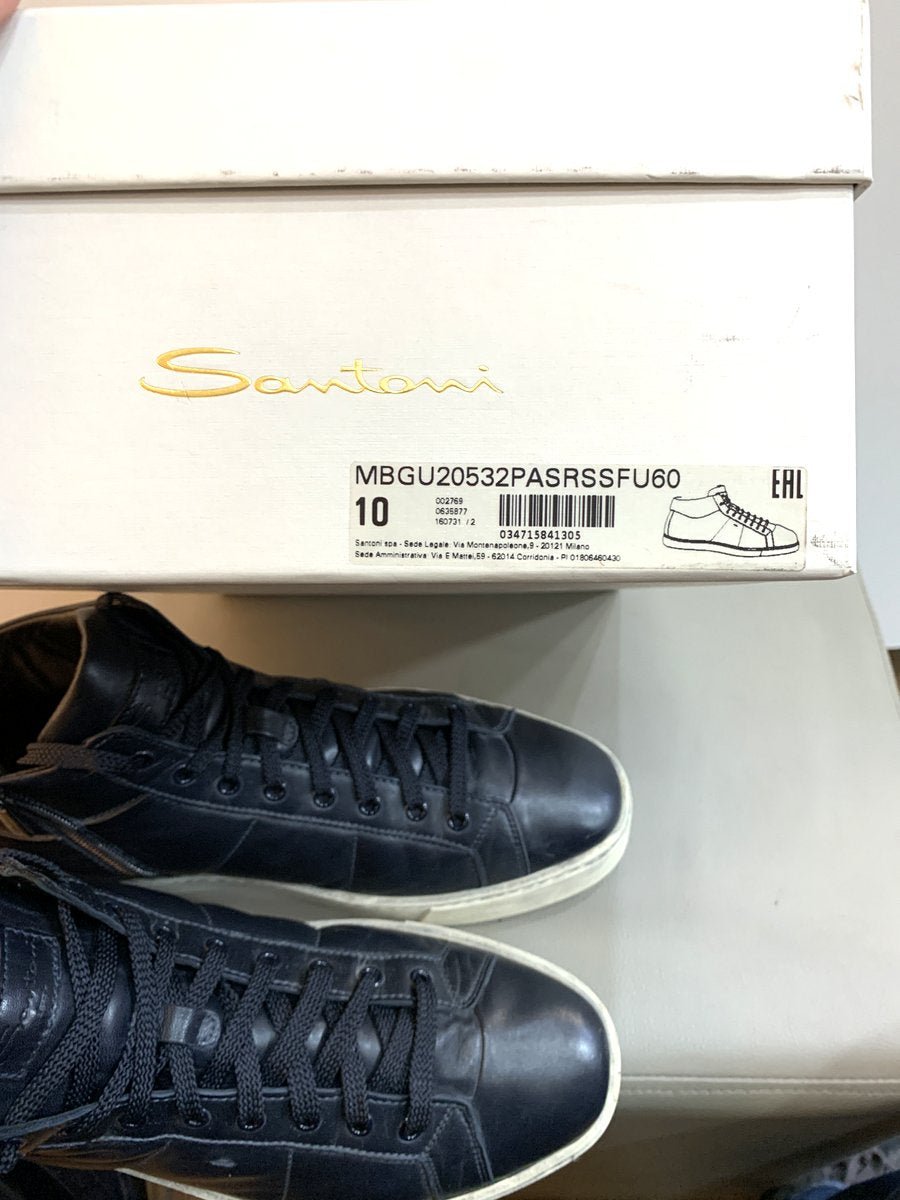 Santoni scarpe in morbida pelle colore blu notte mis. 10 - AgeVintage