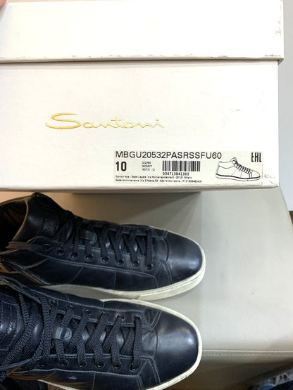 Santoni scarpe in morbida pelle colore blu notte mis. 10 - AgeVintage